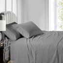 Top Split (Flex) King Sheet Set Luxury 608 Thread Count Damask Stripe-Egyptian Linens-GRAY-Egyptian Linens