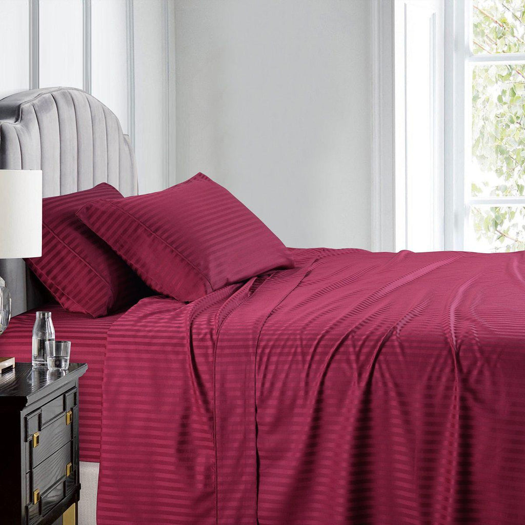 Top Split King Sheet Set Luxury 608 Thread Count Damask Stripe