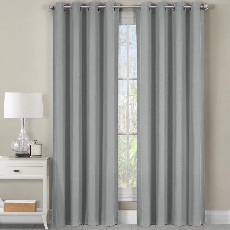 Luxor Heavyweight 100% Cotton Room-Darkening Grommet Curtains Single Panel-Royal Tradition-54 x 108" Panel-Gray-Egyptian Linens