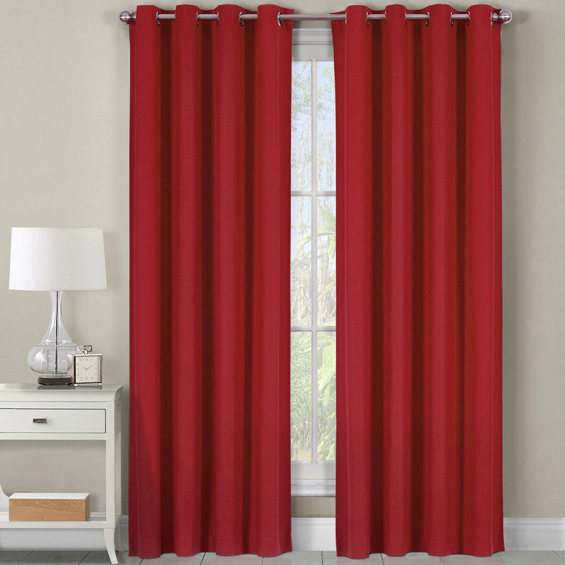 Luxor Heavyweight 100% Cotton Room-Darkening Grommet Curtains Single Panel-Royal Tradition-54 x 96" Panel-Red-Egyptian Linens