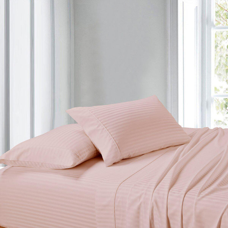 Sheet Set - Striped 300 Thread Count-Royal Tradition-Twin-Blush-Egyptian Linens