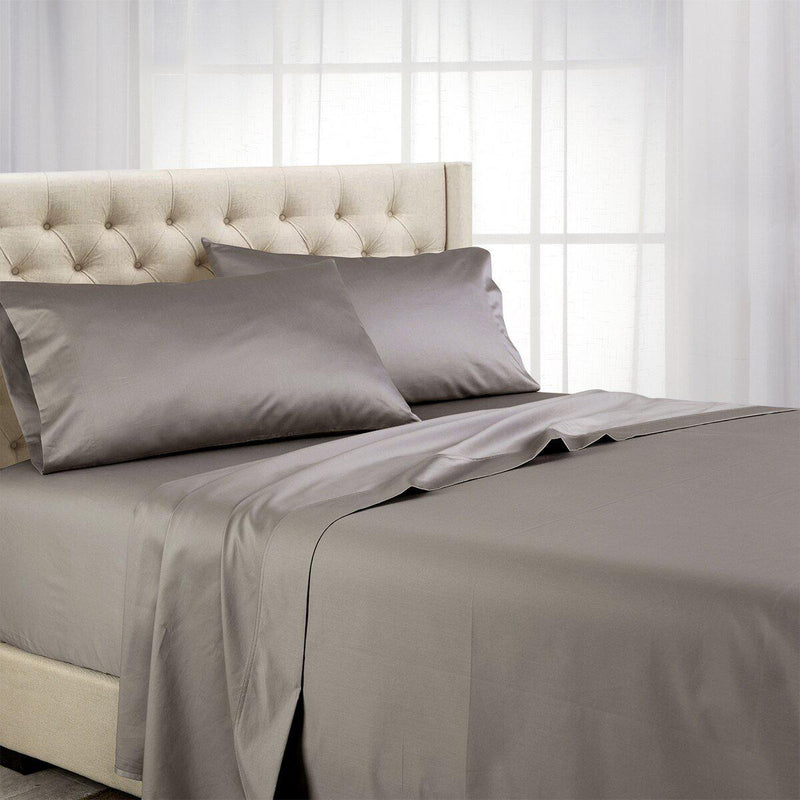 Split Top (Split Head) King Sheets 1000 Thread Count 100% Cotton Solid Sheet Sets-Royal Tradition-Gray-Egyptian Linens