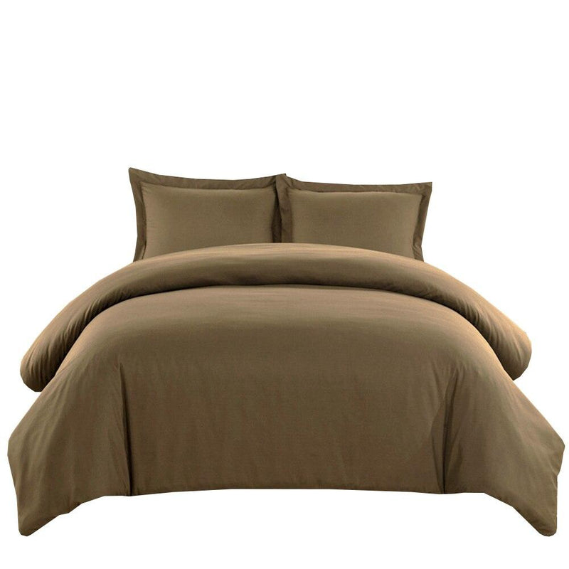 Wrinkle-Free Cotton Blend 600 Thread Count Duvet Cover Set-Royal Tradition-King/Calking-Taupe-Egyptian Linens
