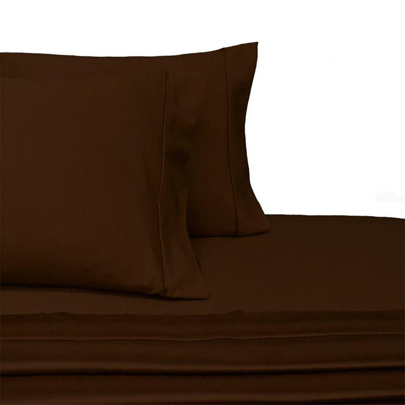 Attached Waterbed Sheet Set Solid 450 Thread Count-Royal Tradition-Super Single Waterbed-Chocolate-Egyptian Linens