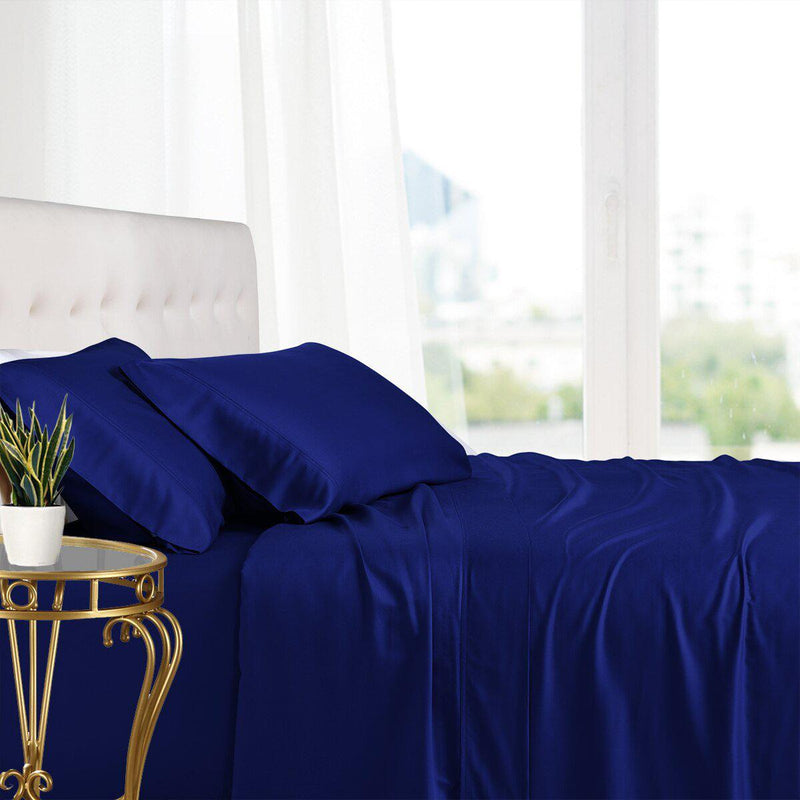 Olympic Queen Bed Sheet Set - 100% Bamboo Viscose-Royal Tradition-Royal Blue-Egyptian Linens