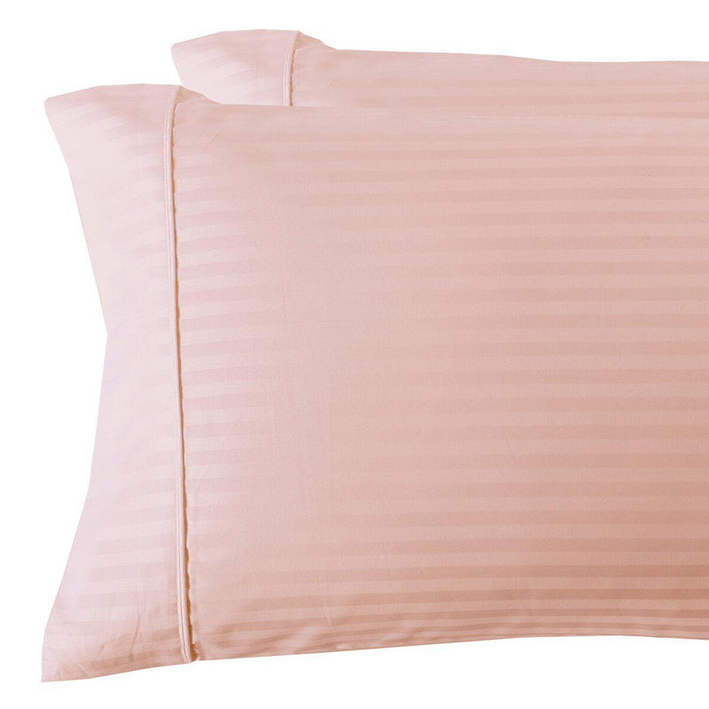 Damask Stripe 300 Thread Count Pillowcases-Royal Tradition-King Pillowcases Pair-Blush-Egyptian Linens