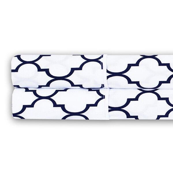 Meridian Percale Pillowcase Set (Pair)-Royal Tradition-King Pillowcases Pair-White & Navy-Egyptian Linens