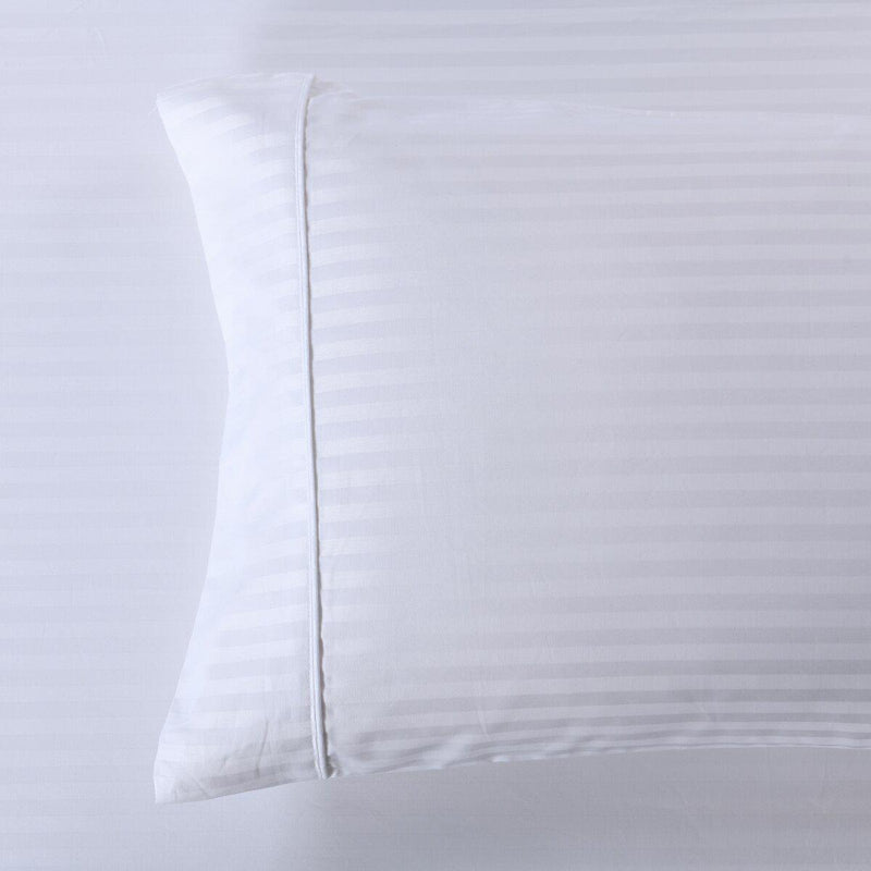 Easy Care 650 Stripe Pillowcases (Pair)-Royal Tradition-Standard Pillowcases Pair-White-Egyptian Linens