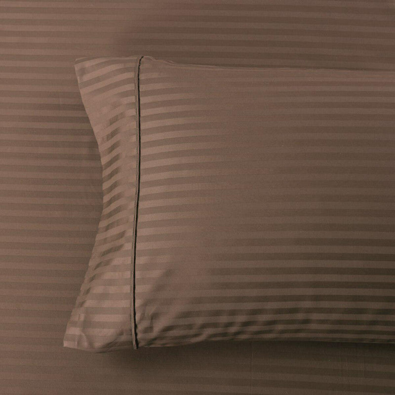 Easy Care 650 Stripe Pillowcases (Pair)-Royal Tradition-Standard Pillowcases Pair-Taupe-Egyptian Linens