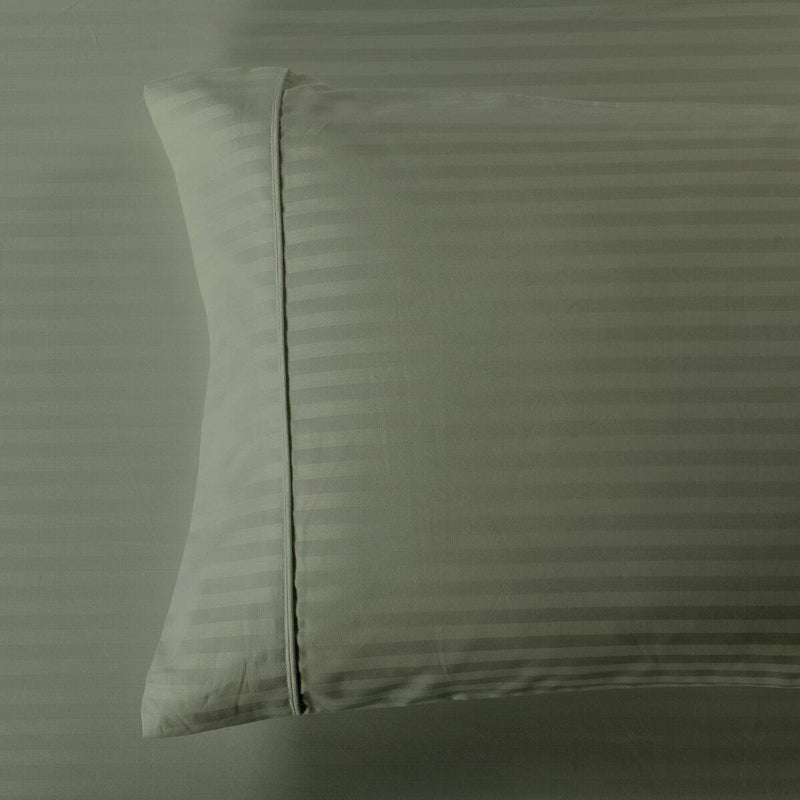 Easy Care 650 Stripe Pillowcases (Pair)-Royal Tradition-Standard Pillowcases Pair-Sage-Egyptian Linens