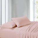 Split Adjustable Dual King Sheet Set - Striped 300 Thread count-Royal Tradition-Blush-Egyptian Linens