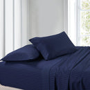 Split Adjustable Dual King Sheet Set - Striped 300 Thread count-Royal Tradition-Navy-Egyptian Linens