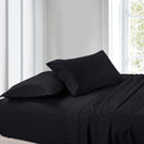 Split Adjustable Dual King Sheet Set - Striped 300 Thread count-Royal Tradition-Black-Egyptian Linens
