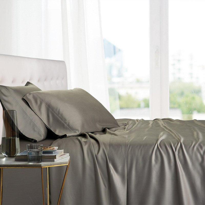 Split King Adjustable Bed Sheets - 100% Bamboo Viscose-Royal Tradition-Gray-Egyptian Linens