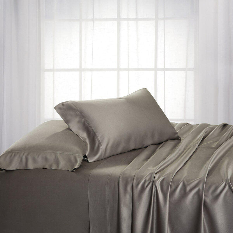 Split King Dual King Adjustable Bed Sheets Set - Bamboo Cotton (Hybrid)-Royal Tradition-Gray-Egyptian Linens
