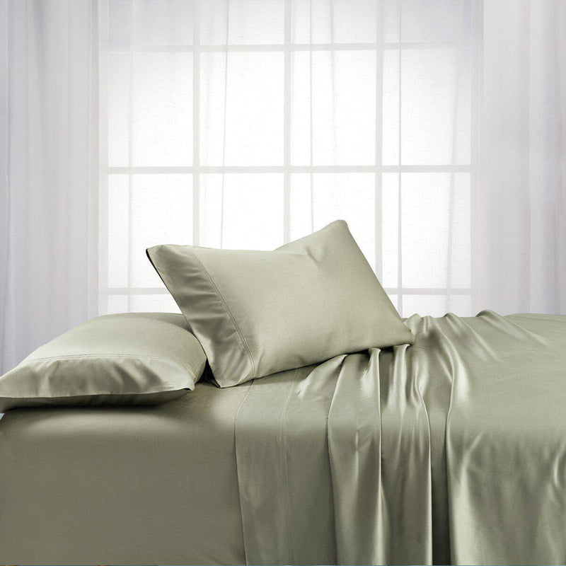 Split King Dual King Adjustable Bed Sheets Set - Bamboo Cotton (Hybrid)-Royal Tradition-Sage-Egyptian Linens