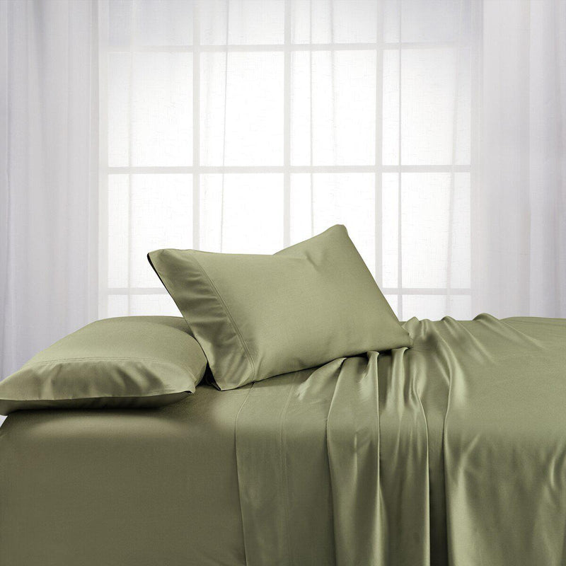 Adjustable Split King Sheets - Cooling Bamboo Viscose 600 Thread Count-Abripedic-Sage-Egyptian Linens