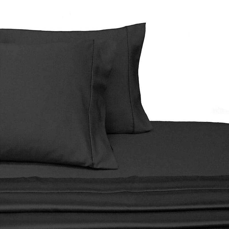 Split Top King Sheets 300 Thread Count 100% Cotton (Half Split Fitted)-Royal Tradition-Black-Egyptian Linens