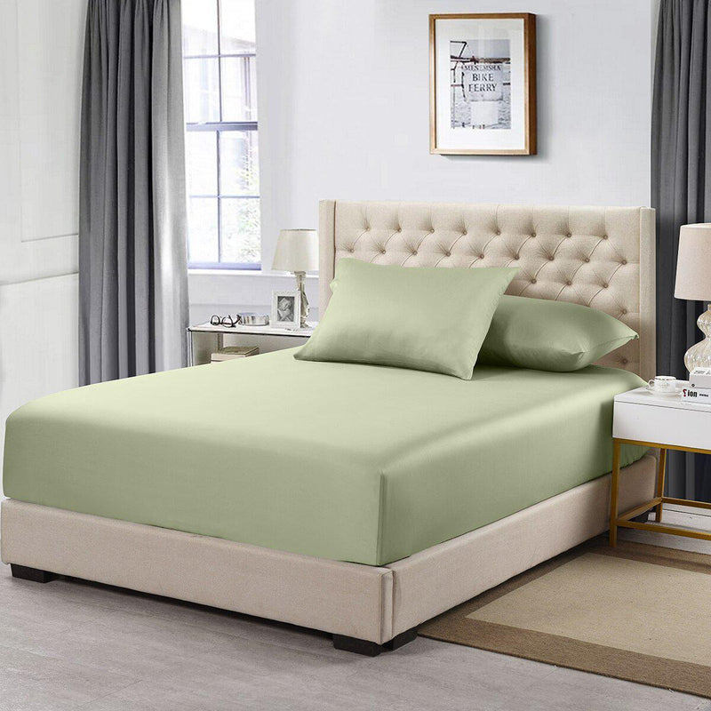 Top Split Flex King Fitted Sheet Only - Solid 608 Thread Count-Royal Tradition-Sage-Egyptian Linens