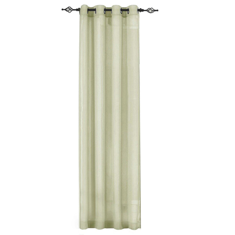 Abri Grommet Crushed Sheer Window Treatment (Single)-Royal Tradition-50 x 63" Panel-Spring Green-Egyptian Linens