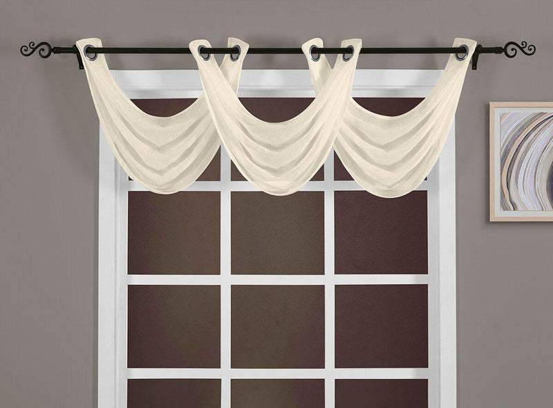Abri Grommet Crushed Sheer Window Treatment (Single)-Royal Tradition-24 x 24" Valance-Ivory-Egyptian Linens