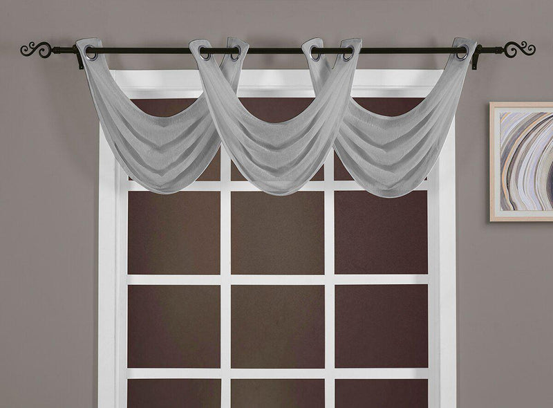Abri Grommet Crushed Sheer Window Treatment (Single)-Royal Tradition-24 x 24" Valance-Grey-Egyptian Linens