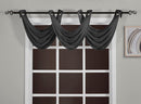 Abri Grommet Crushed Sheer Window Treatment (Single)-Royal Tradition-24 x 24" Valance-Black-Egyptian Linens
