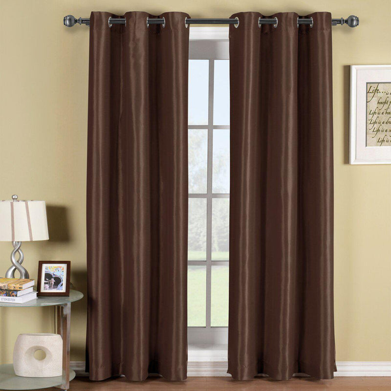 Soho Thermal Blackout Grommet Top Curtain Panels (Single)-Royal Tradition-42 x 84" Panel-Chocolate-Egyptian Linens