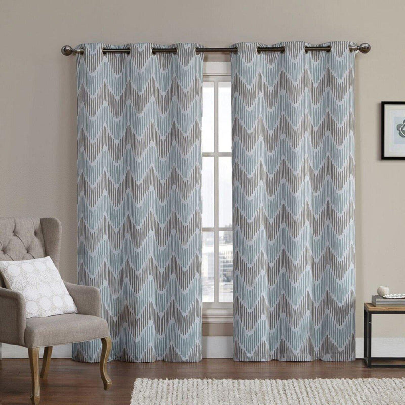 Marlie Intelligent design Blackout Weave Grommet Curtain Panels (Set of 2)-Royal Tradition-76 x 96" Pair-Spa Blue-Egyptian Linens