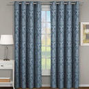 Blair Damask Floral Curtains Jacquard Drapes Grommet Top Panels (Set of 2)-Royal Tradition-54 x 84" Pair-Grayish Blue-Egyptian Linens