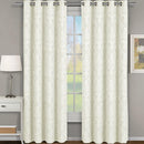 Blair Damask Floral Curtains Jacquard Drapes Grommet Top Panels (Set of 2)-Royal Tradition-54 x 96" Pair-Off-White-Egyptian Linens