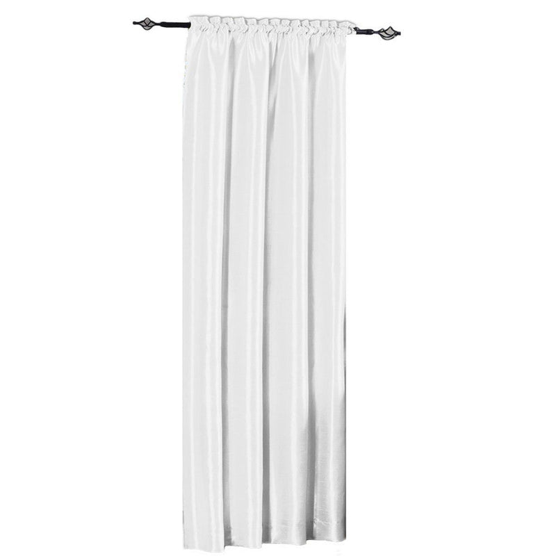 Soho Faux Silk Rod Pocket Curtain Panels- Matching Valance (Single)-Royal Tradition-42 x 96" Panel-White-Egyptian Linens