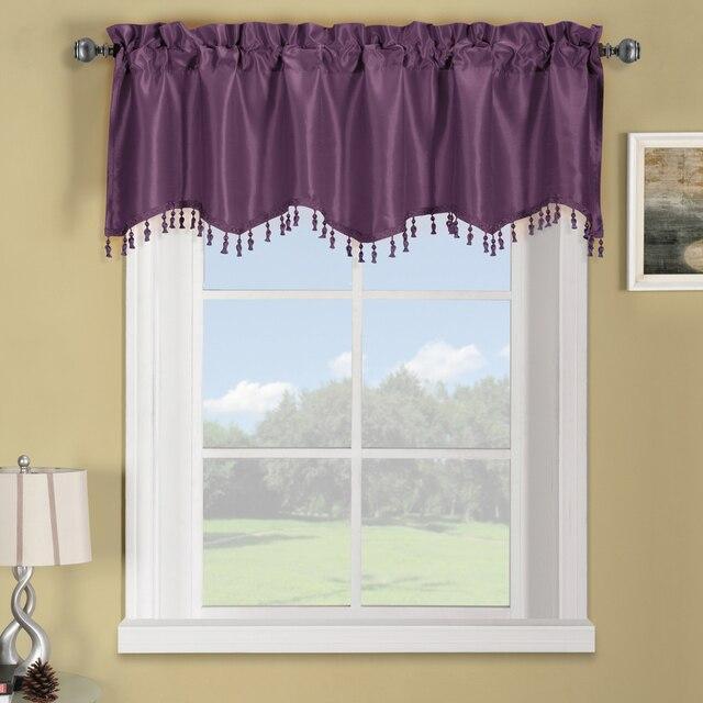 Soho Faux Silk Rod Pocket Curtain Panels- Matching Valance (Single)-Royal Tradition-70 x 17" Valance-Purple-Egyptian Linens