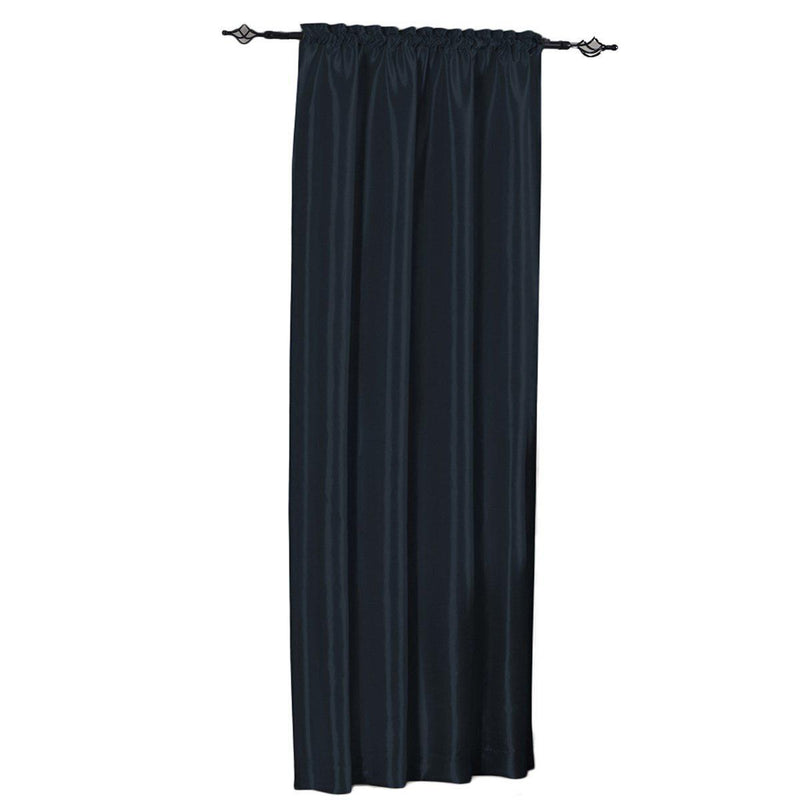 Soho Faux Silk Rod Pocket Curtain Panels- Matching Valance (Single)-Royal Tradition-42 x 63" Panel-Navy-Egyptian Linens