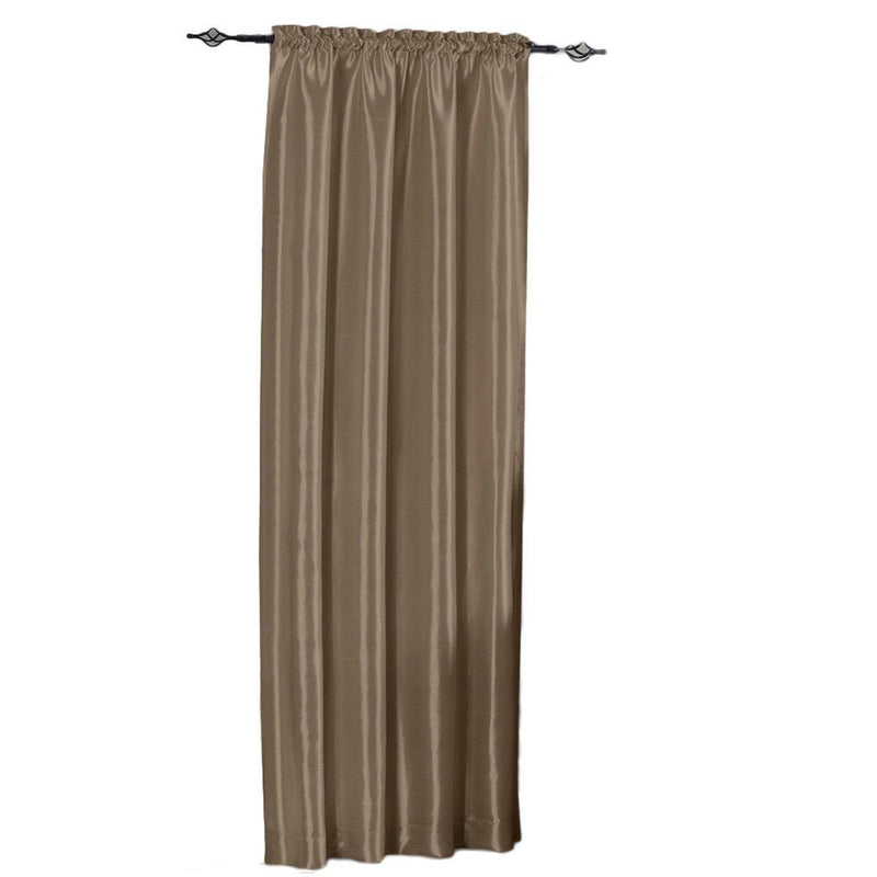 Soho Faux Silk Rod Pocket Curtain Panels- Matching Valance (Single)-Royal Tradition-42 x 84" Panel-Mushroom-Egyptian Linens