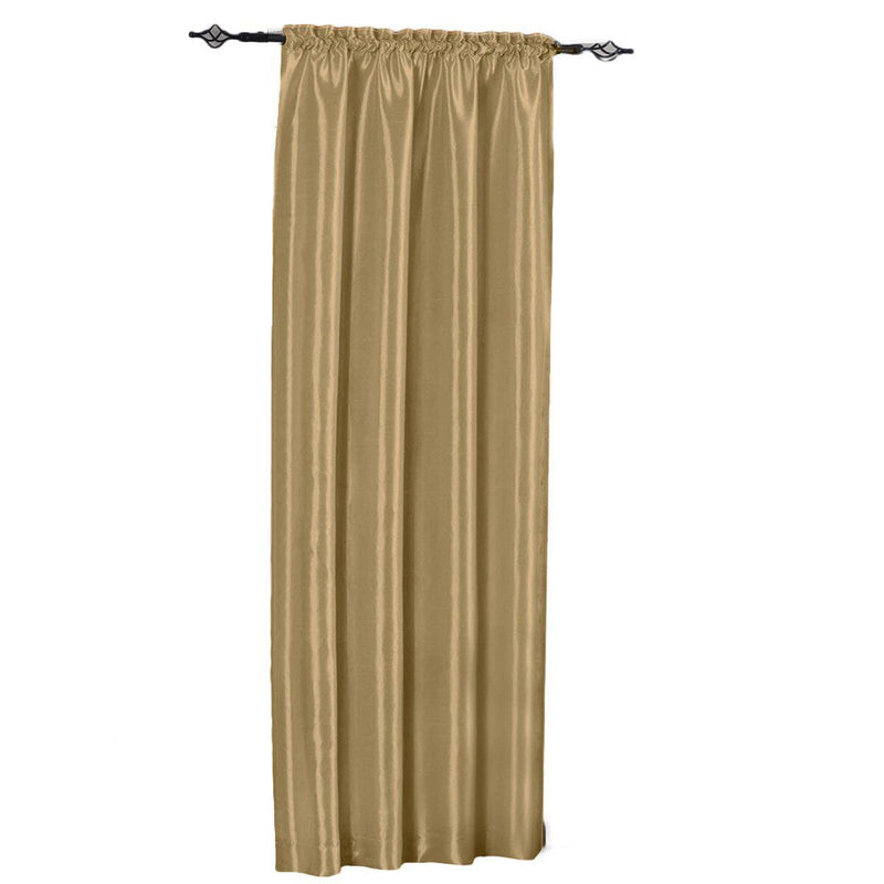 Soho Faux Silk Rod Pocket Curtain Panels- Matching Valance (Single)-Royal Tradition-42 x 63" Panel-Gold-Egyptian Linens