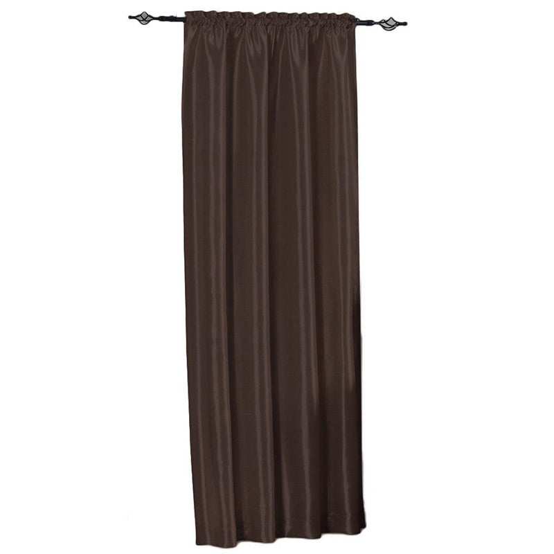 Soho Faux Silk Rod Pocket Curtain Panels- Matching Valance (Single)-Royal Tradition-42 x 63" Panel-Chocolate-Egyptian Linens