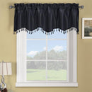 Soho Faux Silk Rod Pocket Curtain Panels- Matching Valance (Single)-Royal Tradition-70 x 17" Valance-Black-Egyptian Linens
