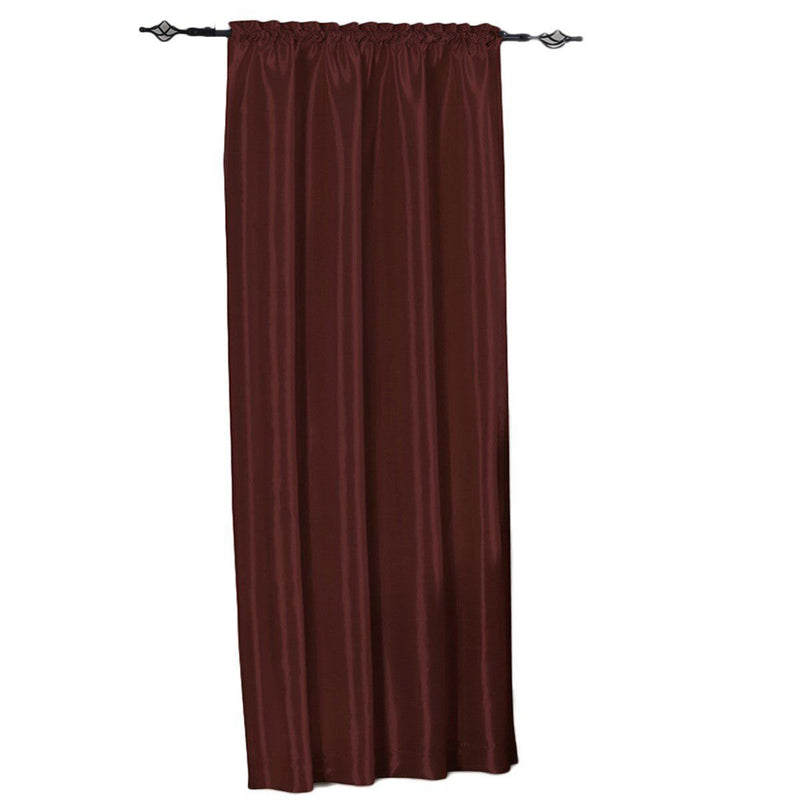Soho Faux Silk Rod Pocket Curtain Panels- Matching Valance (Single)-Royal Tradition-42 x 84" Panel-Burgundy-Egyptian Linens