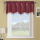Soho Faux Silk Rod Pocket Curtain Panels- Matching Valance (Single)-Royal Tradition-70 x 17" Valance-Burgundy-Egyptian Linens