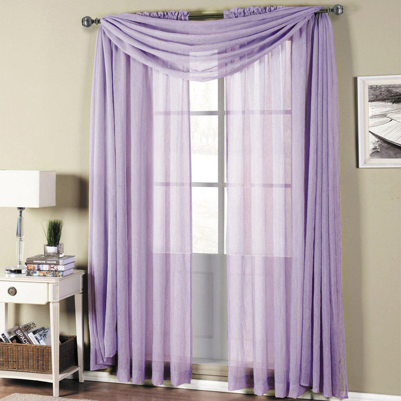 Abri Rod Pocket Crushed Sheer Curtain Panel (Single)-Royal Tradition-50 x 63" Panel-Lavender-Egyptian Linens