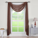 Abri Rod Pocket Crushed Sheer Curtain Panel (Single)-Royal Tradition-50 x 216" Scarf-Chocolate-Egyptian Linens