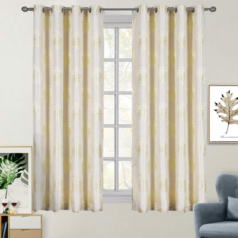 Lafayette Modern Abstract Jacquard Curtain Panels With Grommets ( Set of 2 Panels )-Royal Tradition-108 x 84" Pair-Light Yellow-Egyptian Linens