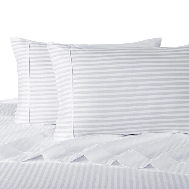 Olympic Queen Sheet Set - Striped 300 Thread Count-Royal Tradition-White-Egyptian Linens
