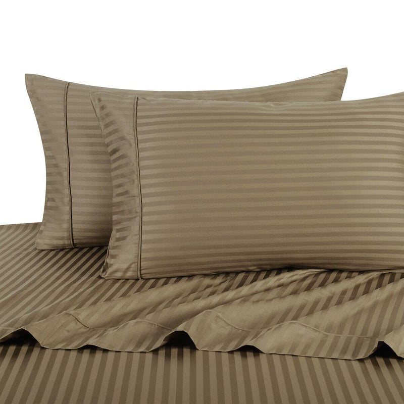 Olympic Queen Sheet Set - Striped 300 Thread Count-Royal Tradition-Taupe-Egyptian Linens