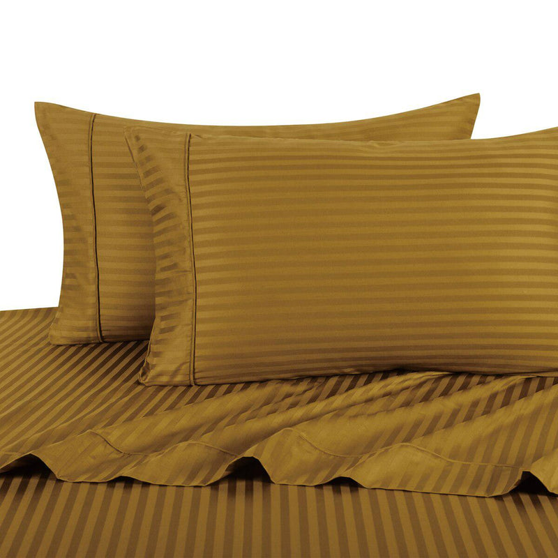Olympic Queen Sheet Set - Striped 300 Thread Count-Royal Tradition-Bronze-Egyptian Linens