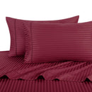 Olympic Queen Sheet Set - Striped 300 Thread Count-Royal Tradition-Burgundy-Egyptian Linens