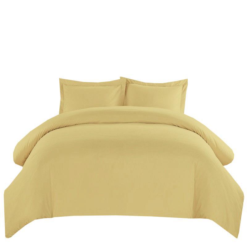 Wrinkle-Free Cotton Blend 600 Thread Count Duvet Cover Set-Royal Tradition-Full/Queen-Gold-Egyptian Linens