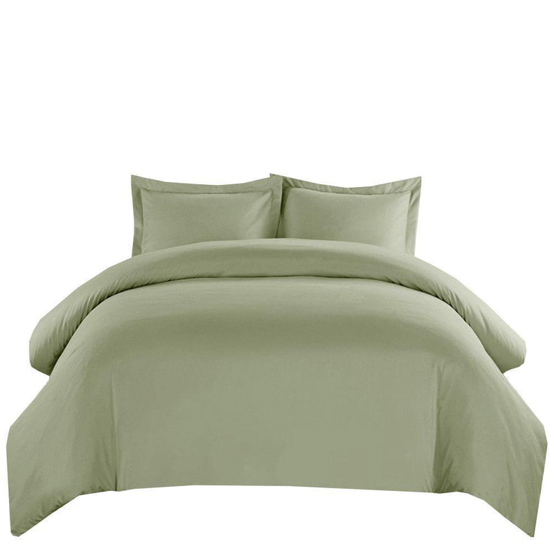 Wrinkle-Free Cotton Blend 600 Thread Count Duvet Cover Set-Royal Tradition-Full/Queen-Sage-Egyptian Linens