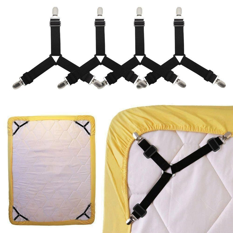 Bed Sheet Band Straps Suspenders 4 pcs Fitted Bed Sheet Corner Holder Elastic Straps-Abripedic-Egyptian Linens